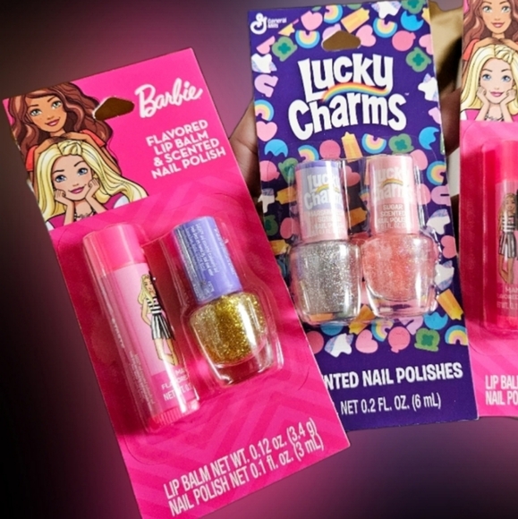 NWT 》2×/4pcs《 BARBIE & LUCKY CHARMS LIP BALMS + MINI NAIL POLISHES! - Picture 5 of 5